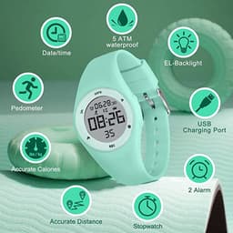 Smartwatch Kinderen - Stopwatch - Stappen - Waterdicht - Mint — thumbnail 2