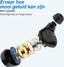 Nubex® Sport Go - Volledig Draadloze Oordopjes – Zweet- en regenbestendig - EXTRA BASS - USB-C - Touch - Sport oortjes - Bluetooth - Blijven altijd zitten - Zwart — thumbnail 4