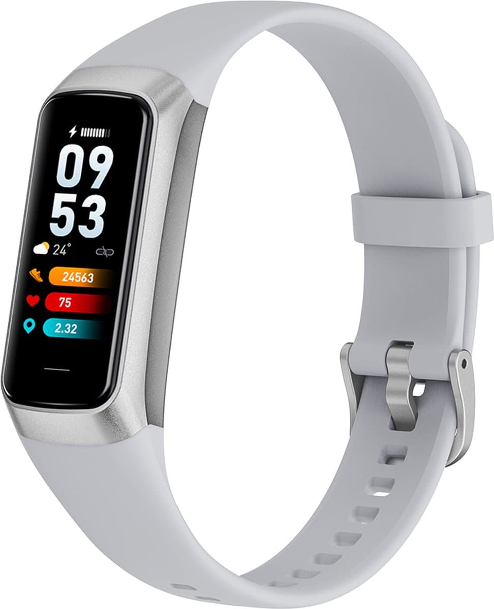 Kiraal Charge Fit - Stappenteller - Activity Tracker - Temperatuurmeter - Bloeddrukmeter - Hartslagmeter - Smartwatch - Horloge - Heren - Dames - Nederlandse Handleiding - Grijs — afbeelding 1