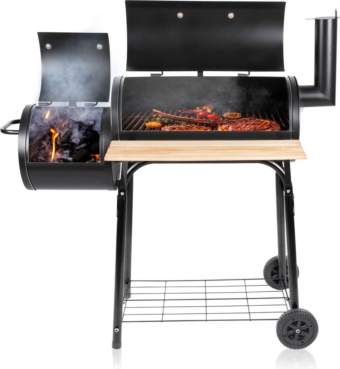 BBQ Collection 2-in-1 Smoker BBQ - Houtskool Barbeque - Buitenkeuken Barbecue - Grill en Smokerbarbecues - 104 x 58 x 114 cm — afbeelding 1