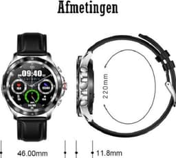 Darenci Platinum Pro Smartwatch Heren – Goud/Bruin – Bluetooth Bellen & Muziek – Hartslag-, Bloeddruk- & Zuurstofmeter – Leren Band – IP67 Waterdicht – Luxe Activity Tracker — thumbnail 2