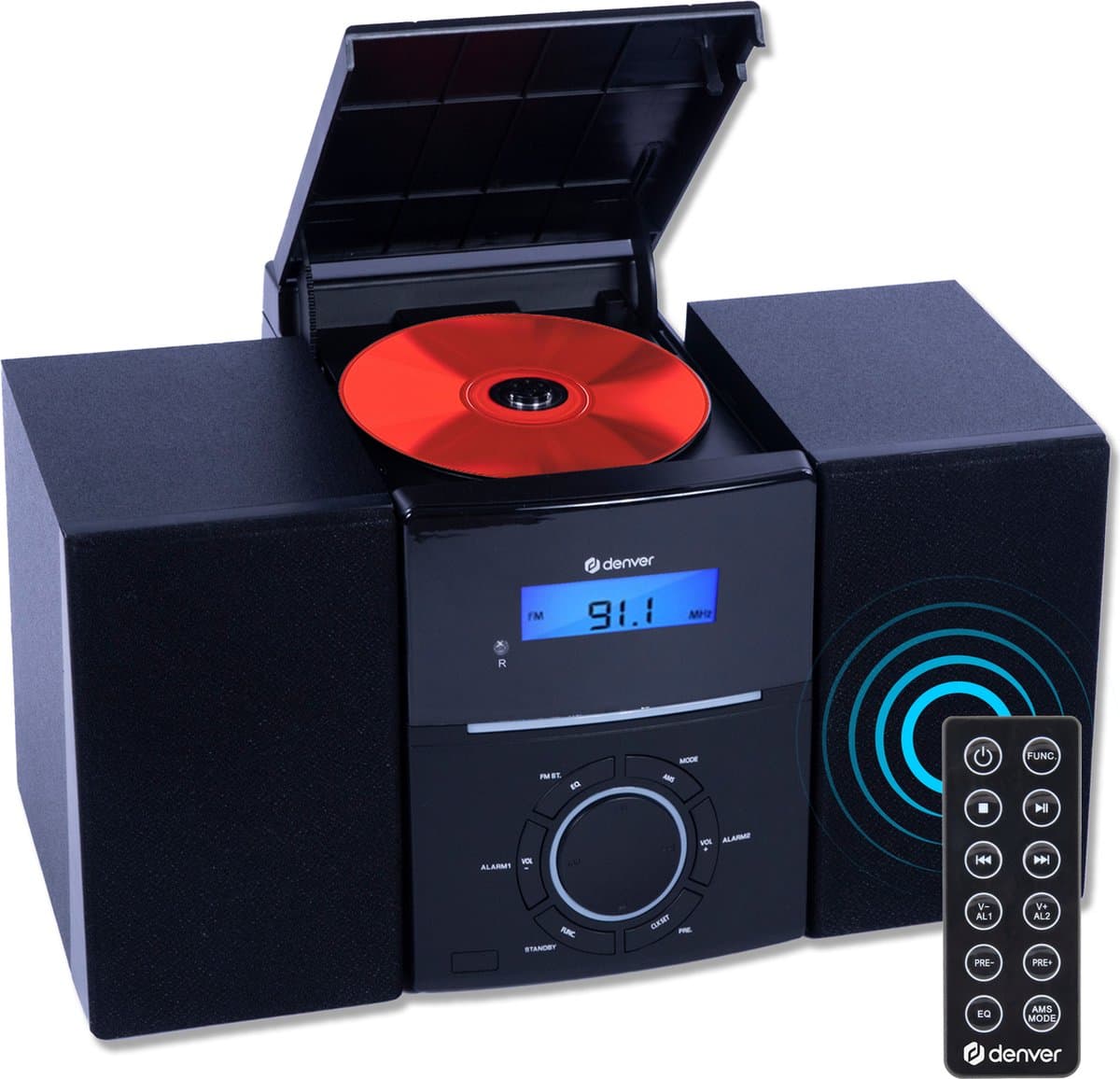 Denver FM Radio CD Speler - Wekkerradio - 30 voorkeuzezenders - AUX - MCA240 — afbeelding 1