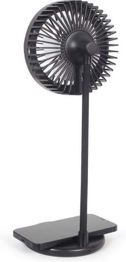 3-in-1 Tafelventilator - Qi draadloze oplader 10W - LED Verlichting - 3 snelheden en verlichting - USB Ventilator- Handventilator -Bureau Ventilator - Mini Ventilator - Tafel ventilator - Zwart — thumbnail 2