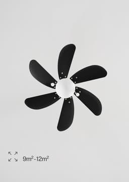 LuxiLamps - Stille 6 Blad Plafondventilator - 3 Snelheden - Ketting Schakelaar - 80 cm - Zwart - Woonkamerlamp - Keuken - Slaapkamer - Moderne Ventilator Lamp — thumbnail 5
