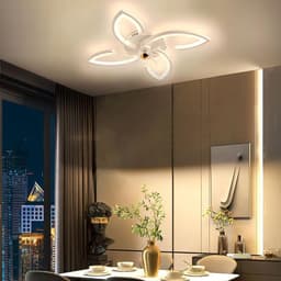 4 Sterren Plafondlamp Met Ventilator - Wit - Met Afstandsbediening - Smart lamp - Dimbaar Met App - 6 Standen Ventilator - Woonkamerlamp - Moderne lamp - Plafoniere — thumbnail 3