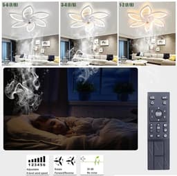 4 Sterren Plafondlamp Met Ventilator - Wit - Met Afstandsbediening - Smart lamp - Dimbaar Met App - 6 Standen Ventilator - Woonkamerlamp - Moderne lamp - Plafoniere — thumbnail 2