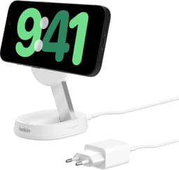 BELKIN Boost Charge Qi2 15W Magnetische Oplaadstand – Wit (met adapter) — thumbnail 1