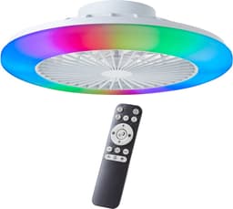 Brilliant Salerno - Plafondventilator - Met verlichting - LED 40W - Wit en RGB kleuren - Dimbaar - Wit - Zeer stil — thumbnail 4