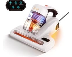 JIGOO J200 dust mite vacuum cleaner, mattress vacuum cleaner with integrated dual cup, 13KPa suction power, UV light, 60°C hot air, LED display