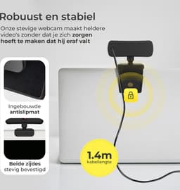 DynaBright Webcam met Ruisvrije Microfoon - Webcam Cover en Tripod - HD Pro Webcam - 4MP - 2560x1440 - Webcam voor PC - Webcam voor Computer — thumbnail 2