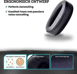 Somstyle Oorkussens Geschikt Voor Sennheiser HD 4.40BT & HD 4.50BT (NC) - 2 Stuks - Eiwitleer - Zwart — thumbnail 4
