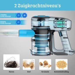 Stofzuiger zonder Zak – Op Accu – Vlekkenreiniger – Tapijtreiniger – Vacuum Cleaner – Draadloos – Extra Licht – Blauw/Grijs — thumbnail 2