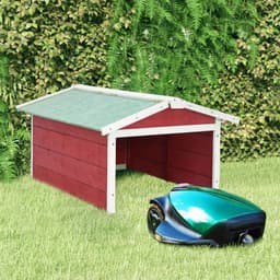vidaXL - Overkapping - voor - grasmaaier - 72x87x50 - cm - vurenhout - rood - en - wit — thumbnail 3