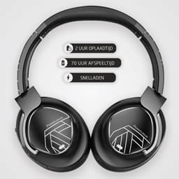 PowerLocus MoonFly Koptelefoon Over-Ear met Passief Noise Cancelling, Draadloze Hoofdtelefoon, Voice Assistant Activation - Zwart/Grijs — thumbnail 3