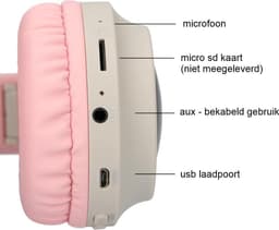 Kinder hoofdtelefoon - koptelefoon Bluetooth met led katoortjes licht grijs - roze — thumbnail 4