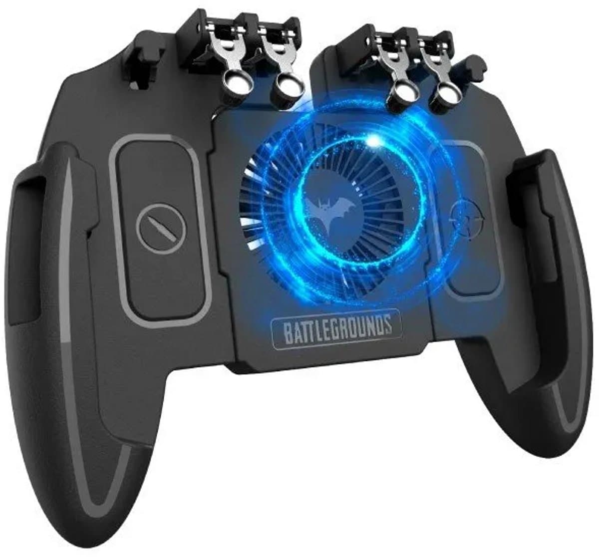 PUBG Mobiele Telefoon Game Controller met Koelventilator – 6 Vinger Bediening – L1R1 Mobiele Trigger Joystick – Geschikt voor iPhone & Android 4–6,8 inch Smartphone – Ergonomisch – Met 800mAh Ventilator — afbeelding 1