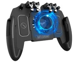 PUBG Mobiele Telefoon Game Controller met Koelventilator – 6 Vinger Bediening – L1R1 Mobiele Trigger Joystick – Geschikt voor iPhone & Android 4–6,8 inch Smartphone – Ergonomisch – Met 800mAh Ventilator