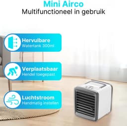 Rision Mobiele Airconditioner - Mini Airco - Luchtbevochtiger - Bureauventilator - Aircooler - USB Aansluitbaar - 3 Koeling Standen & 2 Windsnelheden - Wit — thumbnail 2