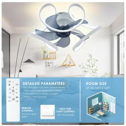 Nivard Plafondventilator - Met Verlichting - Plafond Ventilator - Met Lamp - Plafonniere Met Ventilator - Met Licht - Wit - 50cm — thumbnail 2