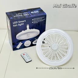 Bovista Plafondventilator - Met Verlichting - Plafond Ventilator - Met Lamp - Plafonniere Met Ventilator - Met Licht - Wit - 23cm — thumbnail 2