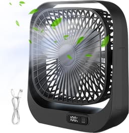 Mini Draagbare Tafelventilator - Stil en Lichtgewicht - Met LED Digitaal Display - 360° Verstelbaar - 3 Snelheden - Zwarte Circulatieventilator met Borstelloze Motor - Voor Kantoor, Thuis en Reis - USB — thumbnail 1
