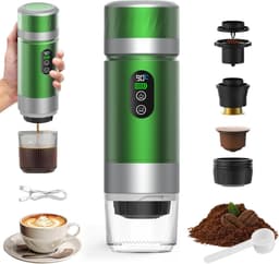 Draagbare koffiemachine,-de nieuwste upgrade van de derde generatie-3-in-1 elektrische espressomachine-12V oplaadbare espressomachine-voor kantoor-reizen-thuis- compatibel met espresso-capsules en gemalen koffie — thumbnail 1