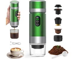 Draagbare koffiemachine,-de nieuwste upgrade van de derde generatie-3-in-1 elektrische espressomachine-12V oplaadbare espressomachine-voor kantoor-reizen-thuis- compatibel met espresso-capsules en gemalen koffie