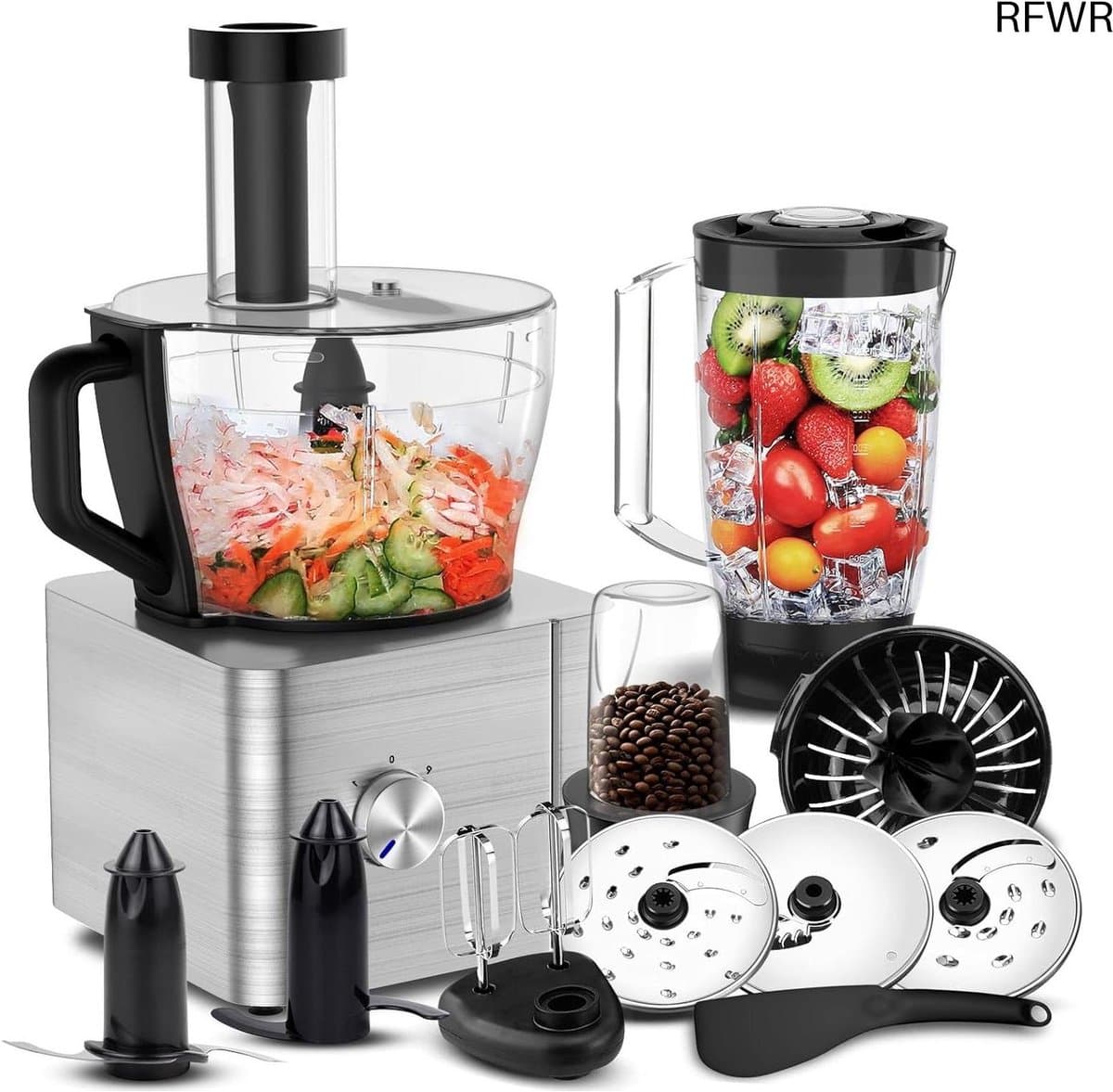 RFWR® Multifunctionele Keukenmachine 1100W met 3,2L Mengkom en 1,5L Blender - Ideaal voor Koken en Bakken — afbeelding 1