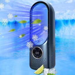 Bladloze Ventilator - Tafelventilator - Aircooler - Luchtkoeler - Tafel Ventilator - Energiezuinige Koeling - Stille Bladloze Ventilator - Aanraakbediening - USB - Draagbare Ventilator - Blauw — thumbnail 5