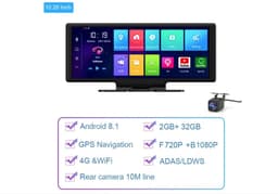WNHB® Dashcam Voor Auto 10.26 Inch - ADAS Rijassistentie Met GPS Navigatie - Android 8.1 Dash Camera Met Remote Monitor - Zwart — thumbnail 2