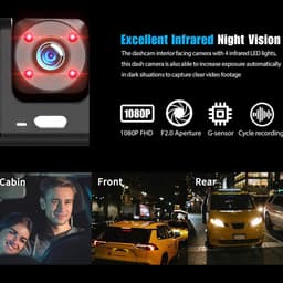 Dashcam - Automonitorcamera - 1080p dubbele lens - HD-videorecorder, groothoekweergave - naadloze loop-opname - voor rijveiligheid, parkeerveiligheid en roadtrips — thumbnail 3