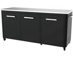 Cozze® Outdoor Kitchen - Buitenkeuken BBQ Station - Verrijdbaar - RVS Werkblad - Opklapbare Zijtafels - 180 cm