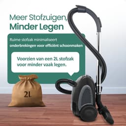 Emerio Stofzuiger met Zak - 2 Liter - Snoerlengte 4,5m - 800W - VE-109959.14 - Vacuum Cleaner Zwart — thumbnail 4