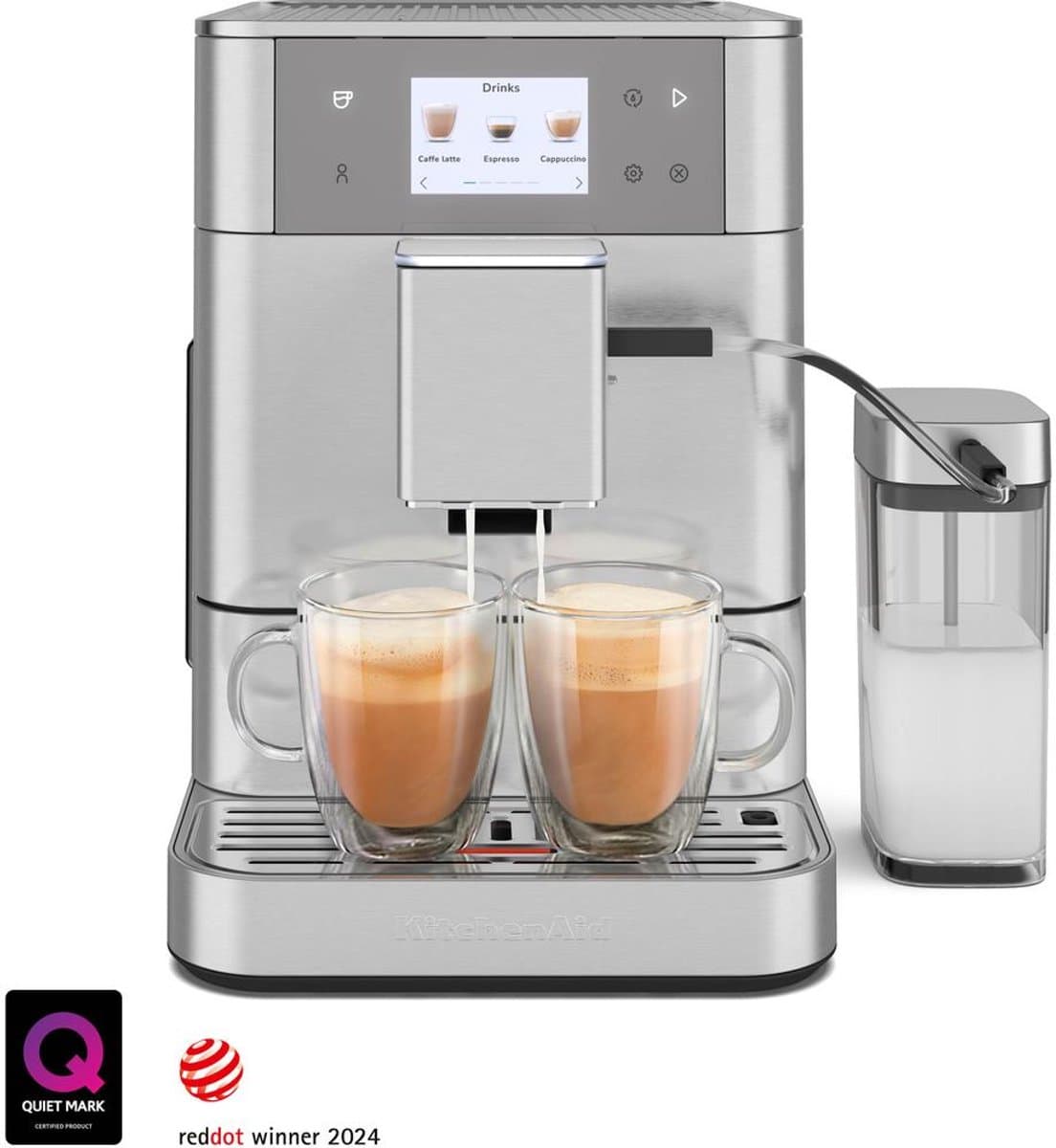 KitchenAid Volautomatische Espressomachine KF7 - 20+ recepten en melkopschuimer - 2 kopjes tegelijk vullen - Inox — afbeelding 1
