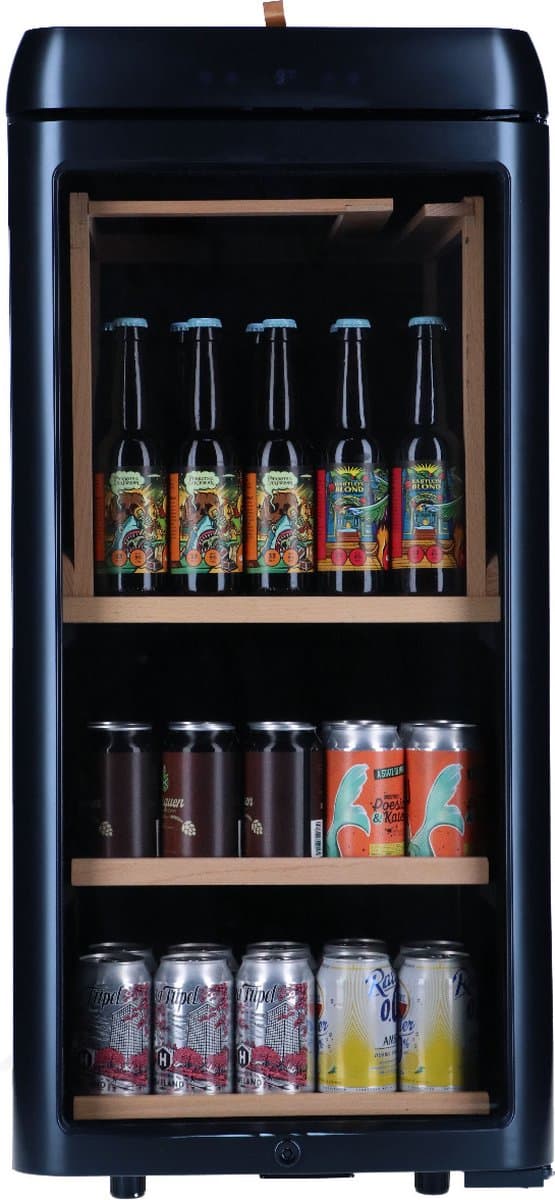 Bierkoelkast Amsterdam Zwart - glazen deur - 85 flessen - Koelkast horeca - Bier koelkast voor Thuis - Flessenkoelkast- Drank koelkast - Bierkast — afbeelding 1