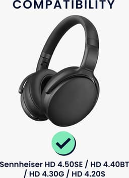 kwmobile 2x oorkussens geschikt voor Sennheiser HD 4.50SE / HD 4.40BT / HD 4.30G / HD 4.20S - Earpads voor koptelefoon in zwart — thumbnail 2