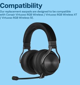 MMOBIEL Oorkussens voor Corsair Virtuoso RGB Wireless / RGB Wireless XT / RGB Wireless SE Gaming Hoofdtelefoon - Protein PU Koptelefoon Oorkussens - Hoofdtelefoon Earpads – Zwart — thumbnail 4