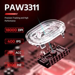 ATTACK SHARK R1 Draadloze Gaming Muis - Wired/2.4G/BT5.2 - Lichtgewicht 59G - PAW3311 - 18000DPI - Rood — thumbnail 2