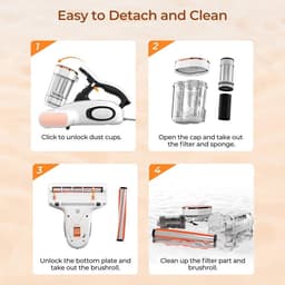 JIGOO J300 Dual-Cup Smart Anti-Mijt Stofzuiger Voor Bed, 13KPa Zuigkracht, 55 Celsius Hete Lucht, UV Licht, 99,9% Verwijdert Mijten, 0,5L Stofbeker — thumbnail 3