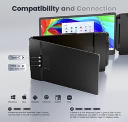 Stellar Cable-Model Triple Portable Monitor - 14 Inch Full HD - Extra beeldscherm laptop - Draagbaar monitor - Draagbare scherm voor laptop - HDMI - Type C — thumbnail 4