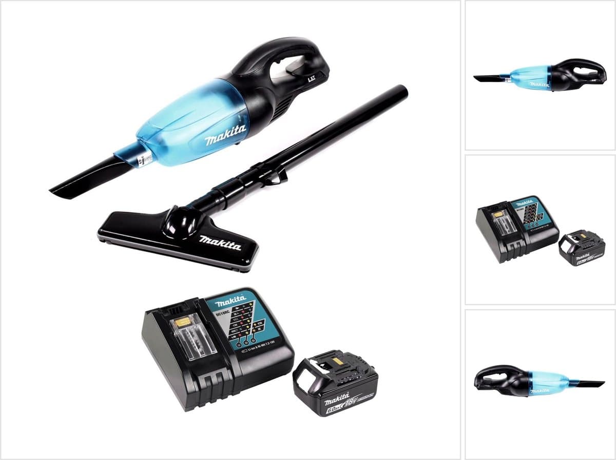 Makita DCL 180 RG1 B accu stofzuiger 18 V zwart + 1x oplaadbare accu 6.0 Ah + lader — afbeelding 1