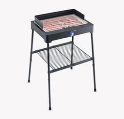 PG 8566 Staande barbecue met roestvrij stalen grillrooster en onderstel en afzettingsrooster, elektrische grill met snelle grillstart, balkongrill zonder verbrandingsgevaar, zwart — thumbnail 4