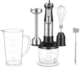 carmdering - Staafmixer - Handmixer - 5-in-1 Keukenmachine - 1600W, ergonomisch, spatvrij - Met maatbeker, hakmolen, mengkom en garde - Incl. opbergrek - Voor smoothies, soepen, sauzen en babyvoeding - 304 roestvrij staal — thumbnail 1