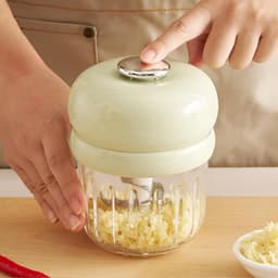 Elektrische Knoflookhakker - Keukenmachine Groentesnijder - Snel Ingrediënten Snijden - Kindvriendelijke Puree - 12 x 12 x 12 cm - Groen — thumbnail 2