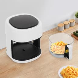 Hete Lucht Frituurpan - Airfryer Zonder Olie - Gezond Bakken - Doorzichtig Mandje - 3.3 Liter - Wit — thumbnail 2