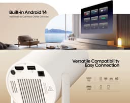 VIEMAE Beamer - Projector - Full HD - Wifi - Bluetooth - 290 ANSI - Android - 180° draaibare projectie - Ingebouwde HI-Fl - Wit — thumbnail 3