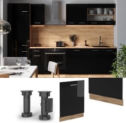Vaatwasserfrontpaneel Zwart Hoogglans 60 cm - Integreerbaar Afwasmachinepaneel — thumbnail 3
