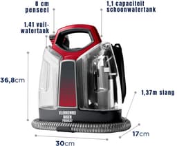 RUX® Tapijtreiniger machine - Tapijtreiniger - Tapijtreiniger apparaat - Zwart/Rood - 17cm x 30cm x 37cm — thumbnail 5