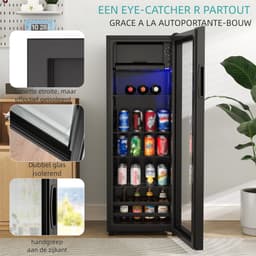 Mini Koelkast 128L – Met Vriesvak – Regelbare Temperatuur – Stil – Voor Woonkamer/Slaapkamer – 110×40×43,5cm – 1 Stuk – Zwart — thumbnail 5