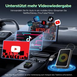Draadloze CarPlay AI-Box Adapter voor Auto Streaming Netflix YouTube TikTok op Autoscherm Compatibel met OEM Bedrade CarPlay Auto’s en Touchscreen (2016–2020) — thumbnail 5